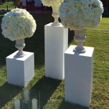 Trio Of Urns Outside Wedding Light White